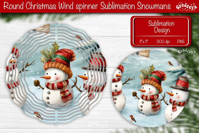 Christmas wind spinner Sublimation Christmas decor PNG Snowman Sublimation Createya Design 