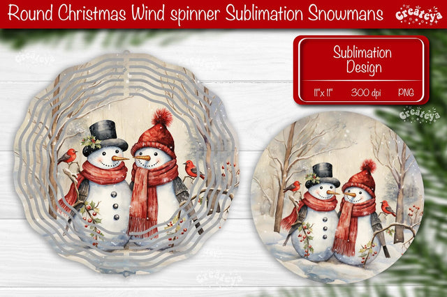 Christmas wind spinner Sublimation Christmas decor PNG Snowman Sublimation Createya Design 