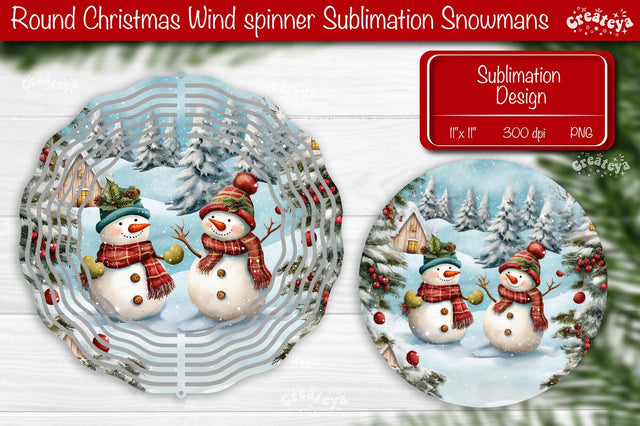 Christmas wind spinner Sublimation Christmas decor PNG Snowman Sublimation Createya Design 