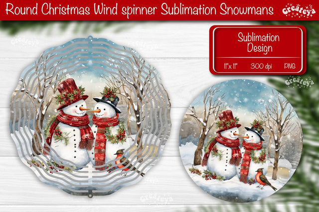 Christmas wind spinner Sublimation Christmas decor PNG Snowman Sublimation Createya Design 