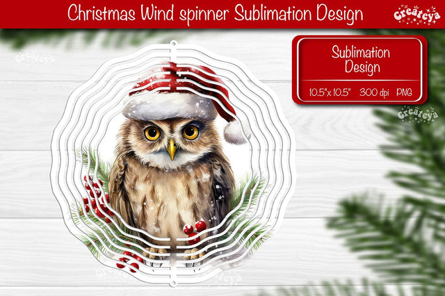 Christmas wind spinner Sublimation Christmas Owl sublimation wind spinner PNG Sublimation Createya Design 