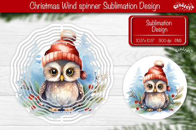 Christmas wind spinner Sublimation Christmas Owl sublimation wind spinner PNG Sublimation Createya Design 