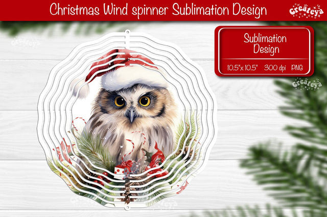 Christmas wind spinner Sublimation Christmas Owl sublimation wind spinner PNG Sublimation Createya Design 