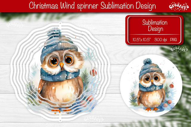 Christmas wind spinner Sublimation Christmas Owl sublimation wind spinner PNG Sublimation Createya Design 
