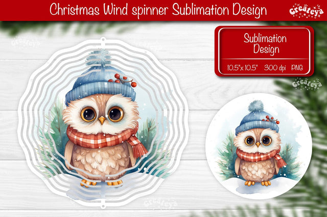 Christmas wind spinner Sublimation Christmas Owl sublimation wind spinner PNG Sublimation Createya Design 
