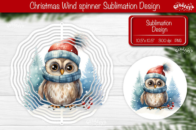 Christmas wind spinner Sublimation Christmas Owl sublimation wind spinner PNG Sublimation Createya Design 