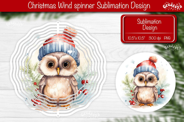 Christmas wind spinner Sublimation Christmas Owl sublimation wind spinner PNG Sublimation Createya Design 