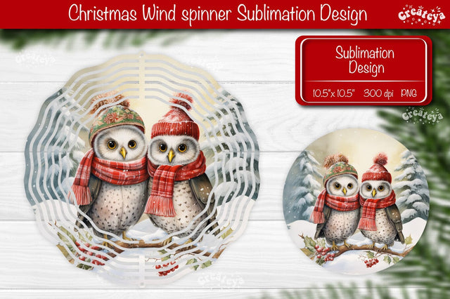Christmas wind spinner Sublimation Christmas Owl sublimation wind spinner PNG Sublimation Createya Design 