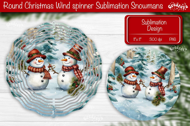 Christmas wind spinner Sublimation Christmas round design PNG Snowman Sublimation Createya Design 