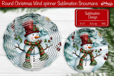 Christmas wind spinner Sublimation Christmas round design PNG Snowman Sublimation Createya Design 
