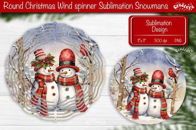Christmas wind spinner Sublimation Christmas round design PNG Snowman Sublimation Createya Design 