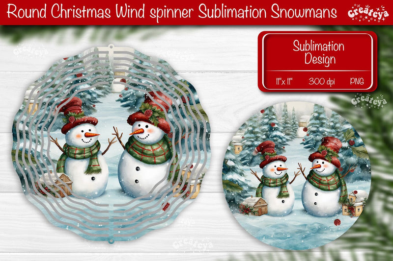 Christmas wind spinner Sublimation Christmas round design PNG Snowman Sublimation Createya Design 