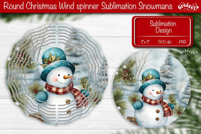 Christmas wind spinner Sublimation Christmas round design PNG Snowman Sublimation Createya Design 