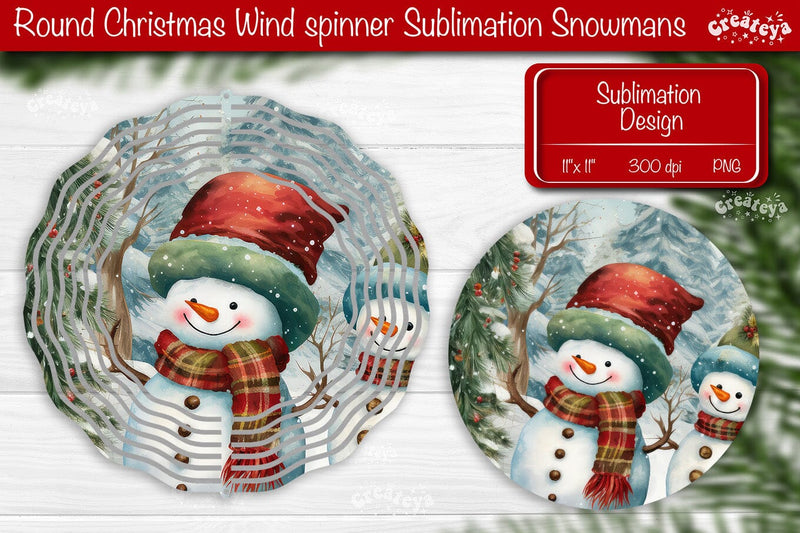 Christmas wind spinner Sublimation Christmas round design PNG Snowman Sublimation Createya Design 
