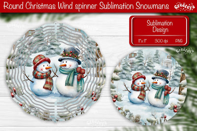 Christmas wind spinner Sublimation Christmas round design PNG Snowman Sublimation Createya Design 