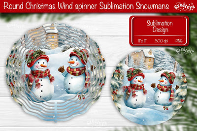 Christmas wind spinner Sublimation Christmas round design PNG Snowman Sublimation Createya Design 