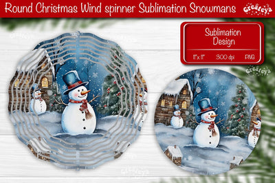 Christmas wind spinner Sublimation Christmas round design PNG Snowman Sublimation Createya Design 