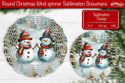 Christmas wind spinner Sublimation Christmas round design PNG Snowman Sublimation Createya Design 