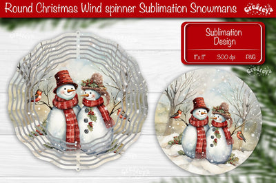 Christmas wind spinner Sublimation Christmas round design PNG Snowman Sublimation Createya Design 