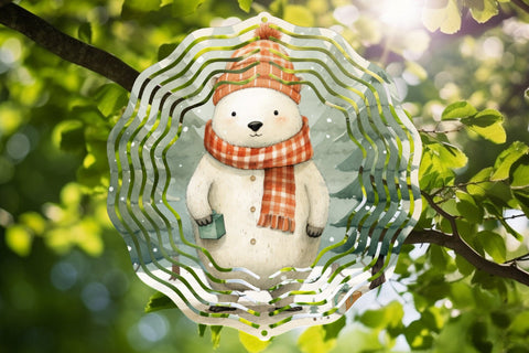 Christmas Wind Spinner Sublimation Cute Bear Round PNG Design Sublimation OrangeBrushStudio 
