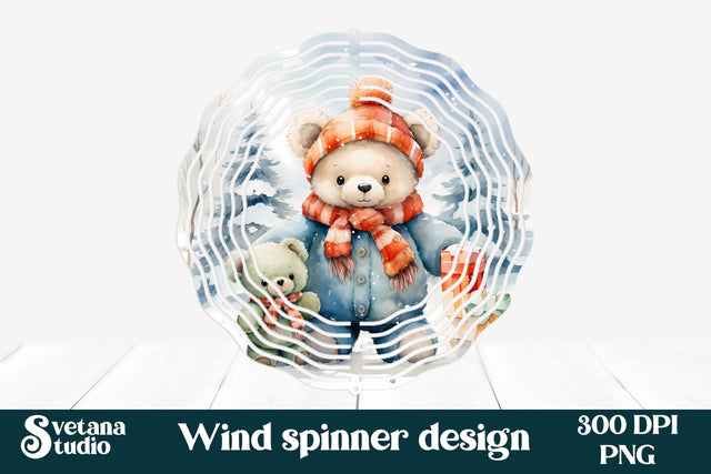 Christmas wind spinner sublimation | Cute bear wind spinner Sublimation Svetana Studio 
