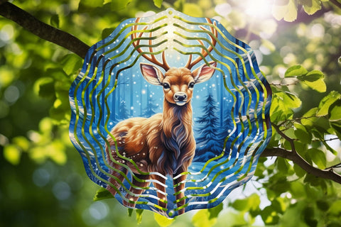 Christmas Wind Spinner Sublimation Deer Round PNG Design Sublimation OrangeBrushStudio 