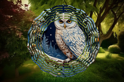Christmas Wind Spinner Sublimation Owl Round PNG Design Sublimation OrangeBrushStudio 