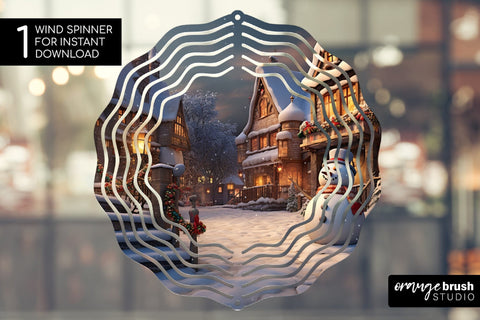 Christmas Wind Spinner Sublimation Round PNG Design Sublimation OrangeBrushStudio 