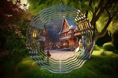 Christmas Wind Spinner Sublimation Round PNG Design Sublimation OrangeBrushStudio 