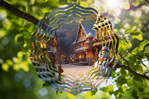 Christmas Wind Spinner Sublimation Round PNG Design Sublimation OrangeBrushStudio 