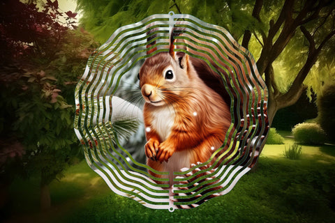 Christmas Wind Spinner Sublimation Squirrel Round PNG Design Sublimation OrangeBrushStudio 