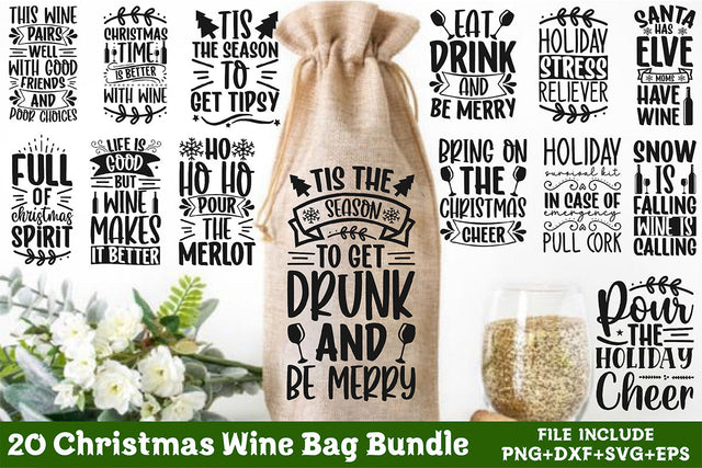 Christmas Wine Bag Bundle SVG Rupkotha 