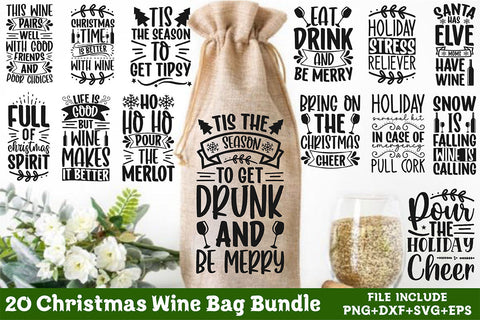Christmas Wine Bag Bundle SVG Rupkotha 