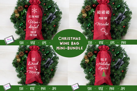 Christmas Wine Bag Mini-Bundle | Gift bag bundle SVG Stacy's Digital Designs 