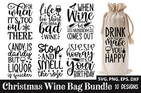 Christmas Wine Bag SVG Bundle SVG akazaddesign 