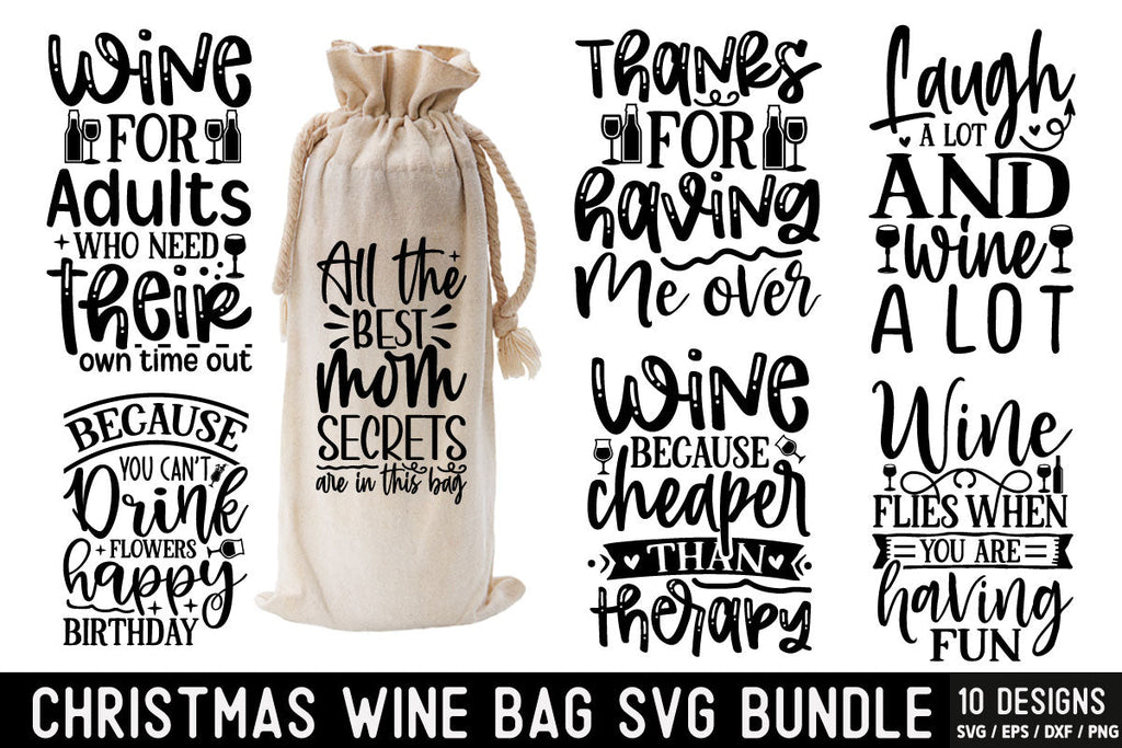 Christmas Wine Bag Svg Bundle So Fontsy