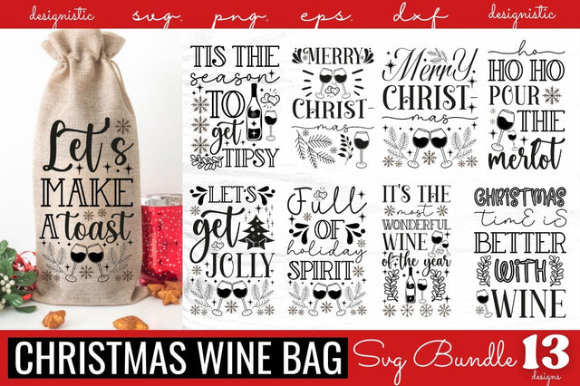 Christmas Wine Bag SVG bundle SVG DESIGNISTIC 