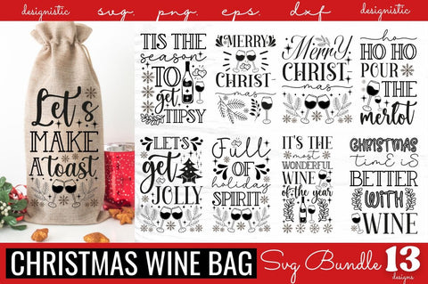 Christmas Wine Bag SVG bundle SVG DESIGNISTIC 