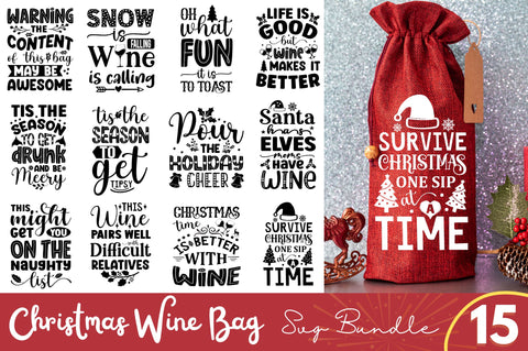 Christmas Wine Bag Svg Bundle SVG Regulrcrative 