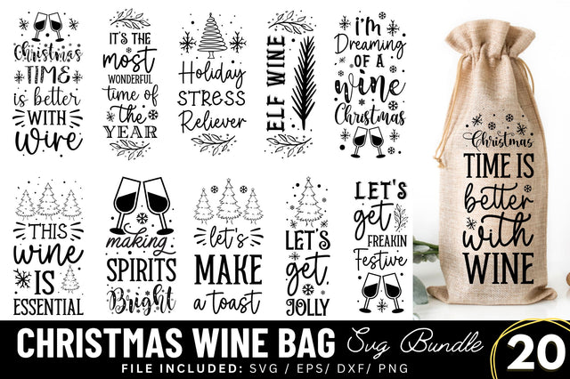 Christmas Wine Bag SVG Bundle SVG Regulrcrative 
