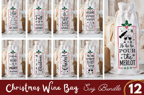 Christmas Wine Bag SVG Bundle SVG Regulrcrative 