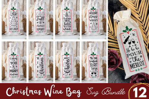 Christmas Wine Bag SVG Bundle SVG Regulrcrative 