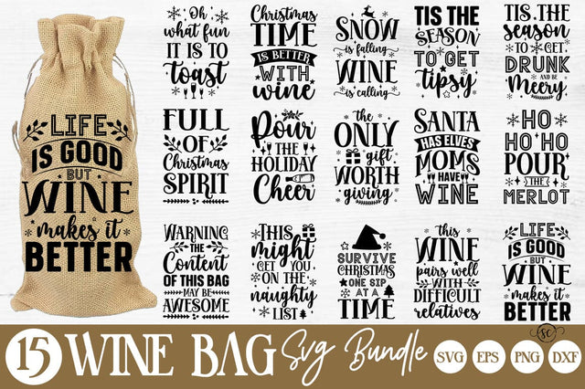 Christmas Wine Bag SVG Bundle SVG Svgcraft 
