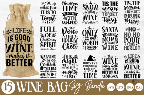 Christmas Wine Bag SVG Bundle SVG Svgcraft 