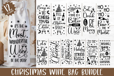 Christmas Wine Bag SVG Bundle with 12 Designs SVG Shine Green Art 