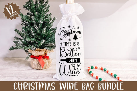 Christmas Wine Bag SVG Bundle with 12 Designs SVG Shine Green Art 