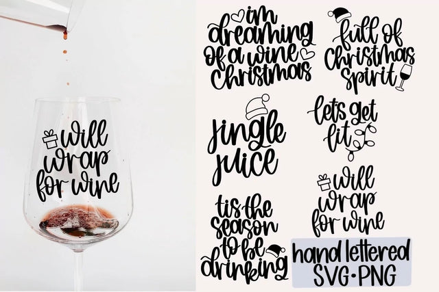 Christmas wine bundle SVG, Hand Lettered SVG SVG AnitaAlyiaLettering 