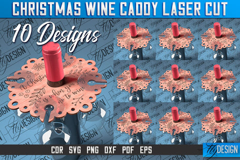 Christmas Wine Caddy Laser Cut SVG | Wine Caddy Laser Cut SVG Design | CNC Files SVG Fly Design 