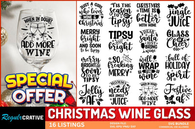 Christmas wine glass SVG Bundle SVG Regulrcrative 