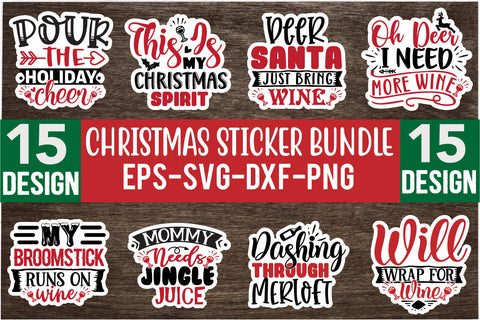 Christmas Wine Sticker Design Bundle SVG CraftingStudio 